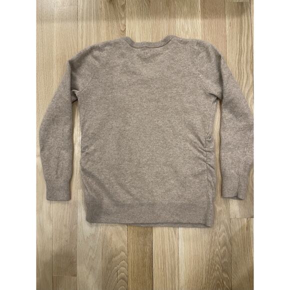 Quince Mongolian Cashmere Maternity V-Neck Sweater Medium Oatmeal Beige - Picture 2 of 9